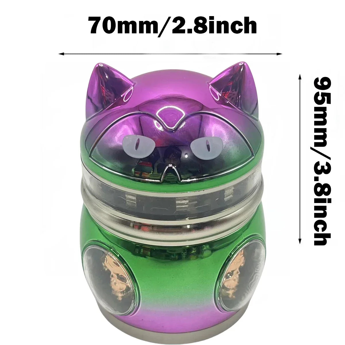 2.8inch Metal Cat Herb Grinder Mill 4-Layers Crusher Manual Mortar Pestle Tobacco Grass Grinder Cigarette Smoking Accessories