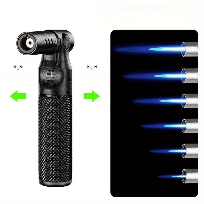 Refillable Butane Torch Lighter 1300°C Jet Flame, Windproof Portable Torch, Adjustable Flame, 360° Use for BBQ, Camping (No Gas)