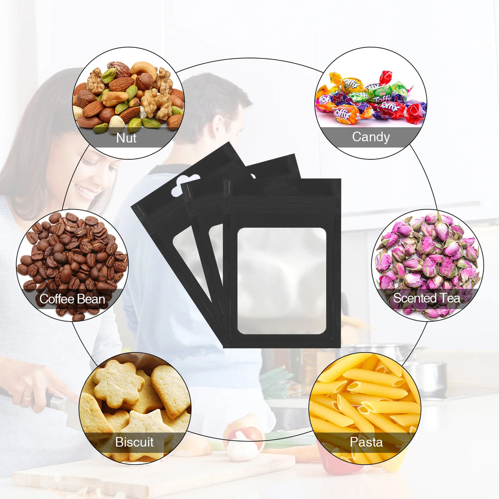 100Pcs Matte Black Mylar Foil Zip Lock Bag for iphone 14 pro case Hang Hole Reusable Tear Notch Food Storage Packaging Pouches
