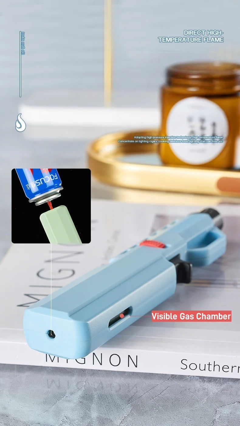 Portable 1800° Torch Jet Lighter Windproof Blue Flame 360 ° Reversible Ignition Butane Igniter for Kitchen BBQ Men's Gift