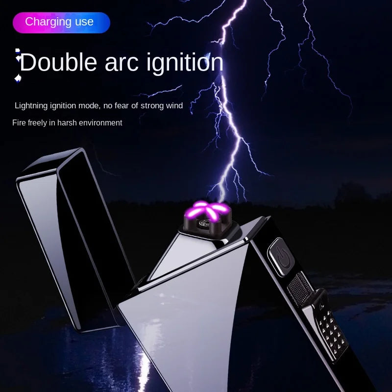 Double Purpose Electric Lighter Butane Gas Torch Lighter Windproof Dual Arc Lighters Smoke Cigarette Gadgets for Men Gifts Box