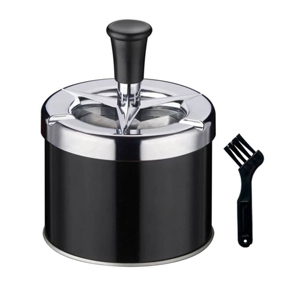Push Down Ashtray with Lid Spinning Ashtray Windproof Car Ashtray Metal Desktop Ashtray for Cigarette Smoking