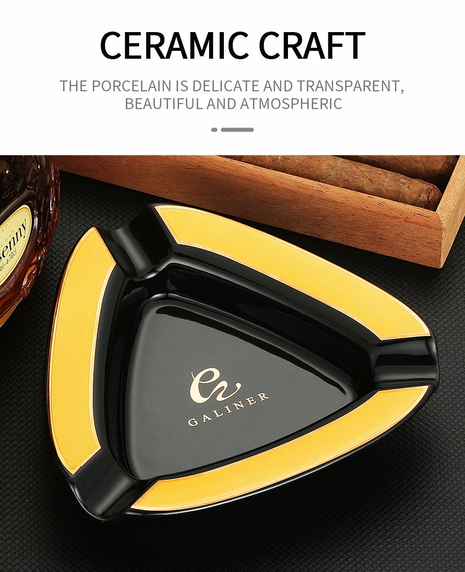 Portable Ceramic Cigar Ashtray Home 3 Slot Tube Ash Tray Travel Cigar Accessories Gift Box Packaging