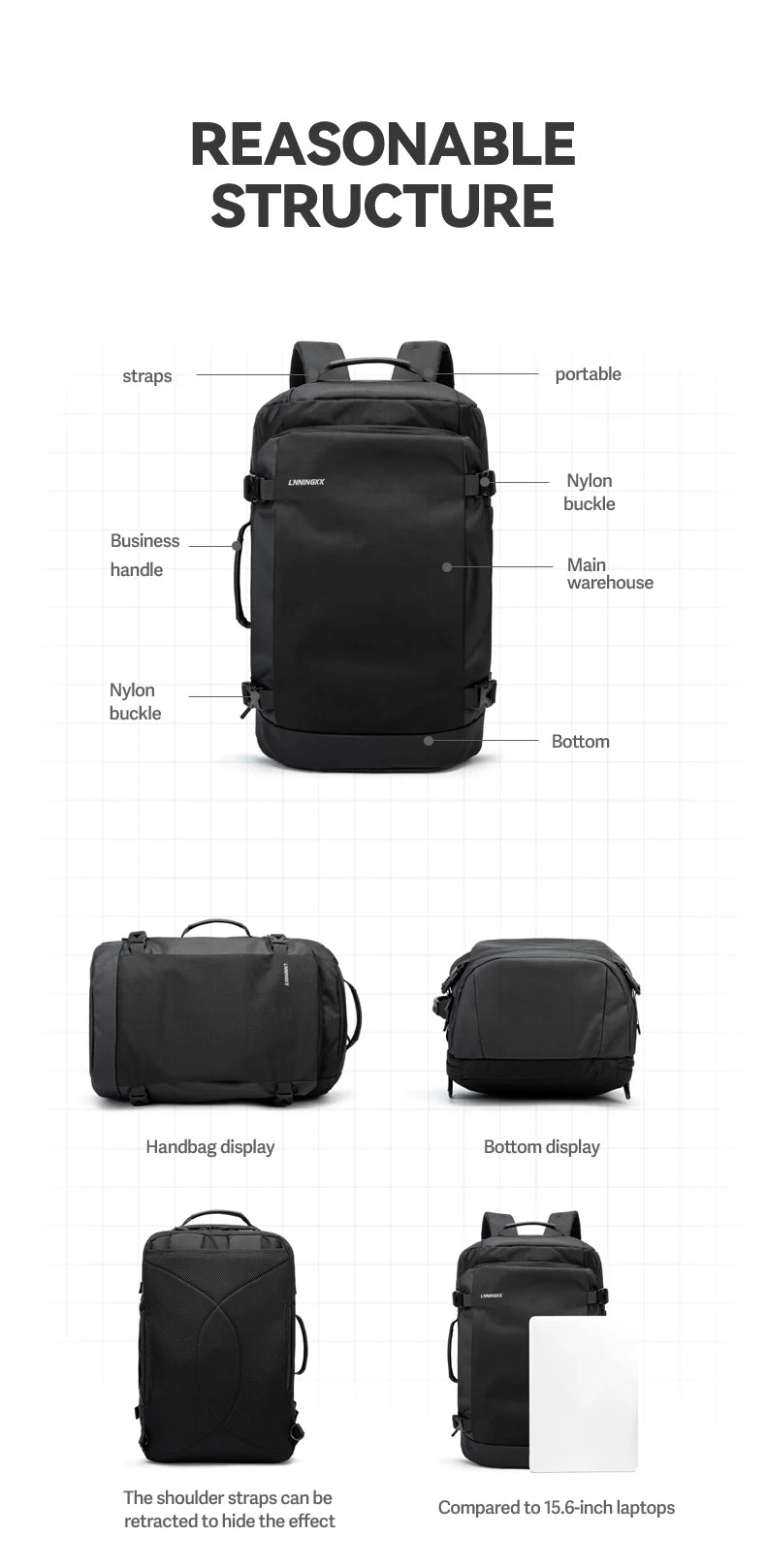 Travel Backpack For Air Travel,Durable Large 30L TSA Flight Approved Carry-on Luggage Hand,Water Resistant Business Rucksack,Wee