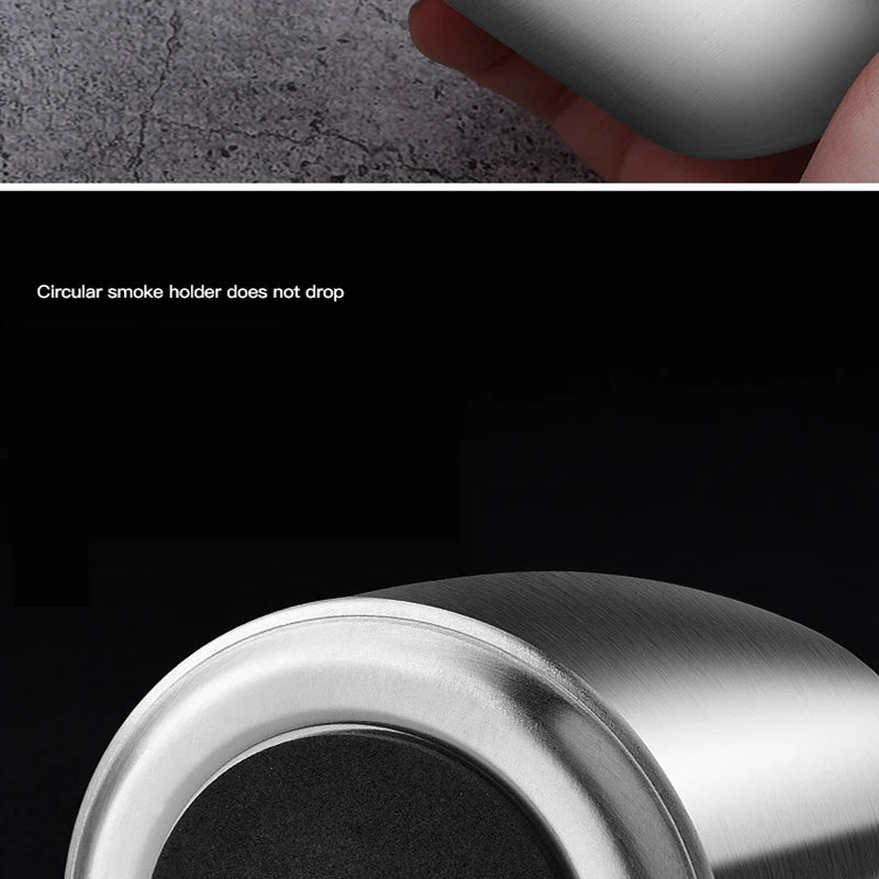 1PC Titanium-plated Stainless Steel Ashtray Car Interior Ash Waste Receptacle with Lid Thicker and Taller Anti-fly Car Ashtray