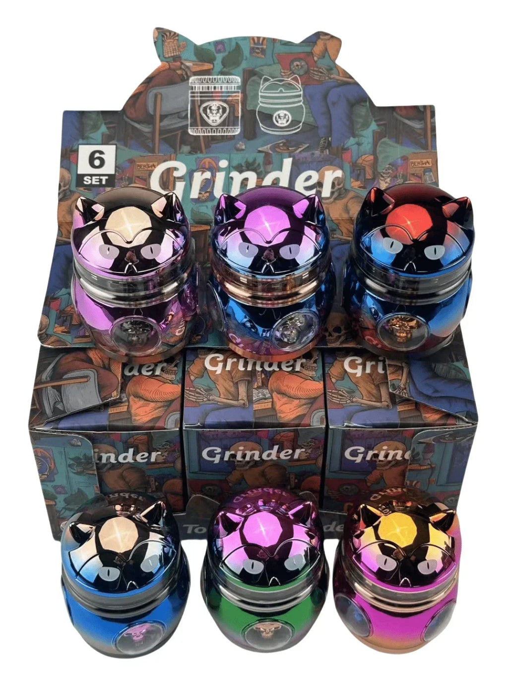 2.8inch Metal Cat Herb Grinder Mill 4-Layers Crusher Manual Mortar Pestle Tobacco Grass Grinder Cigarette Smoking Accessories