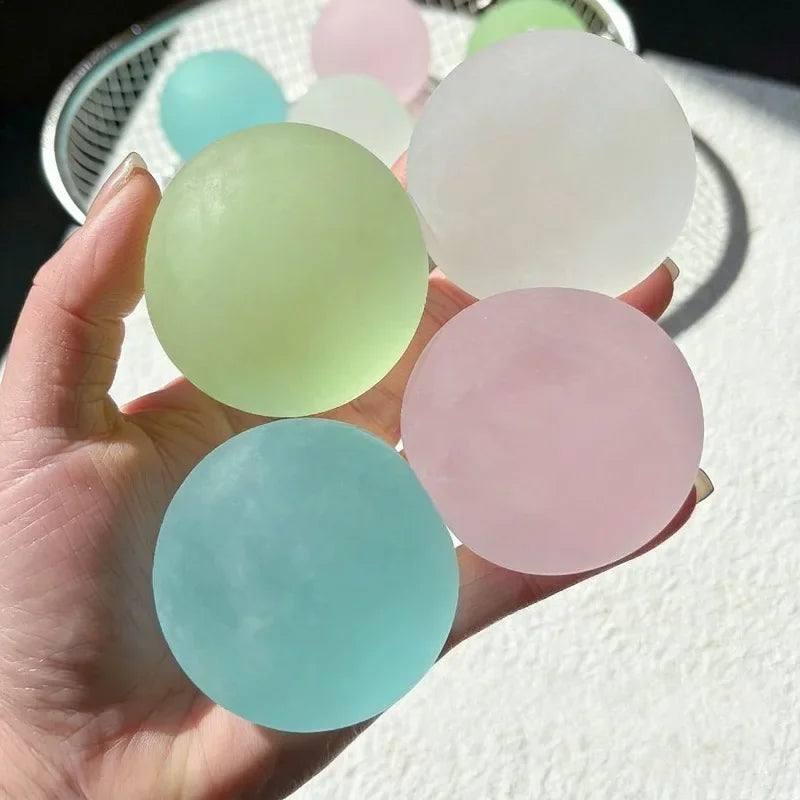 Soft Pink Mochi Squishy Toy, Blue Maltose Sensory Squeeze Ball, Coconut Oil Slow-Rebound Decompression Fidget Toy Xmas Gift
