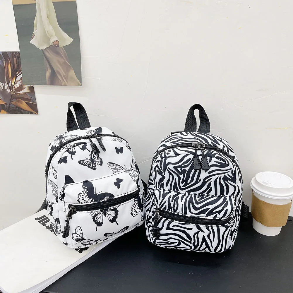 Stylish Women Backpack Preppy Style Animal Pattern Printing Nylon Handbags Leisure Student School Large Knapsacks Backpacks