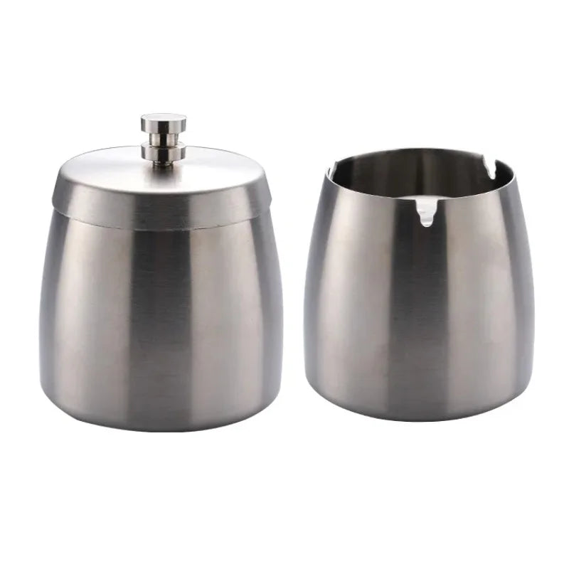 Portable Stainless Steel Ashtray U Groove, Creative Cigar Ashtrays with Cover, Windproof Smokeless Ashtray for Household Hotel
