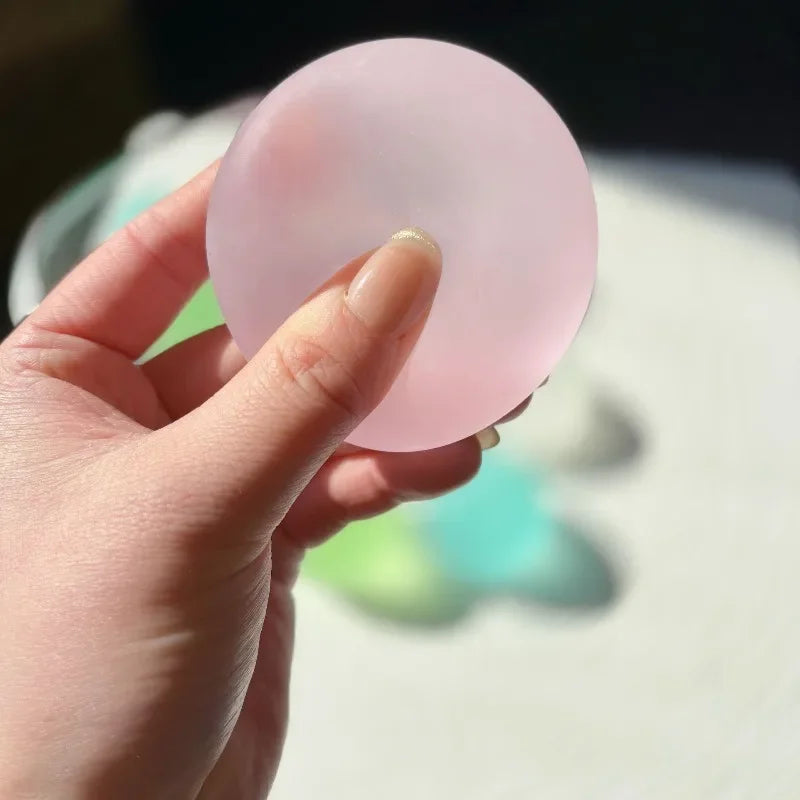 Soft Pink Mochi Squishy Toy, Blue Maltose Sensory Squeeze Ball, Coconut Oil Slow-Rebound Decompression Fidget Toy Xmas Gift