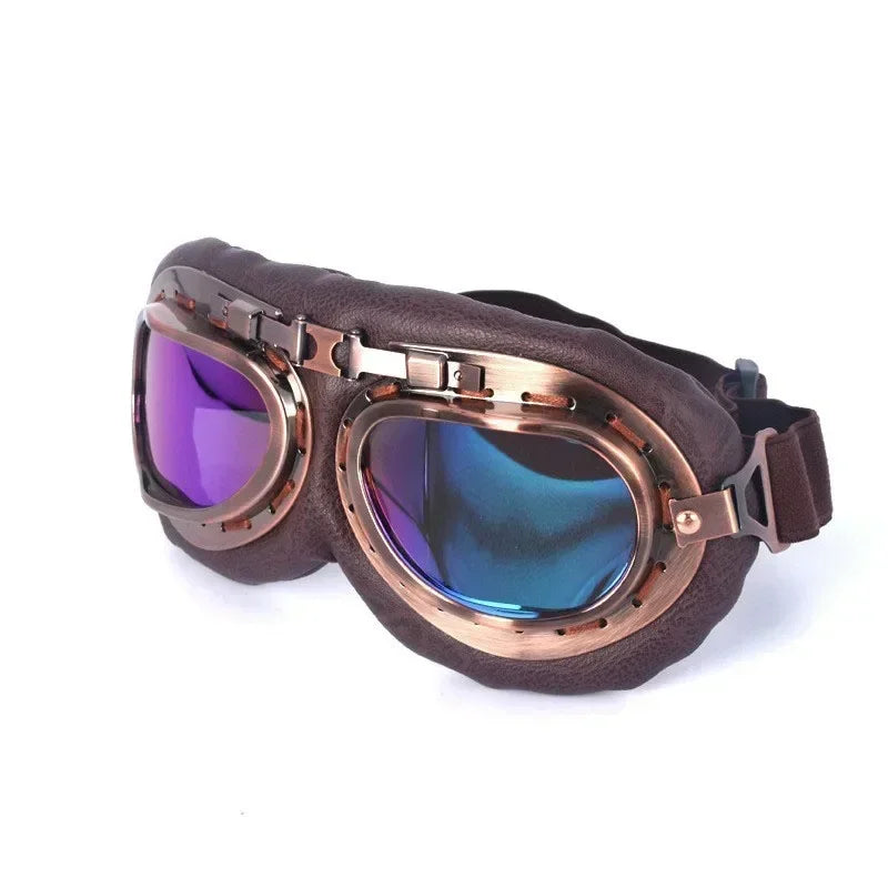 Retro Motorcycle Goggles Glasses Vintage Moto Classic Goggles for Harley Pilot Steampunk ATV Bike Copper Helmet 1Pcs