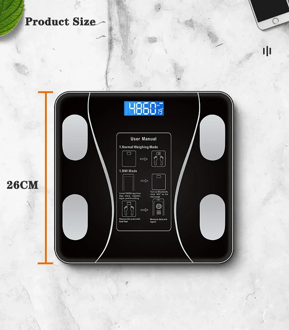 Smart Bluetooth Body Fat Scale, Digital Bathroom Weight Scale with App for Body Composition Analysis & Health Tracking
