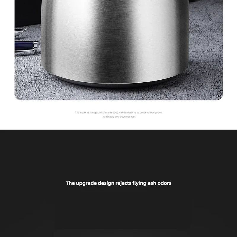 1PC Titanium-plated Stainless Steel Ashtray Car Interior Ash Waste Receptacle with Lid Thicker and Taller Anti-fly Car Ashtray