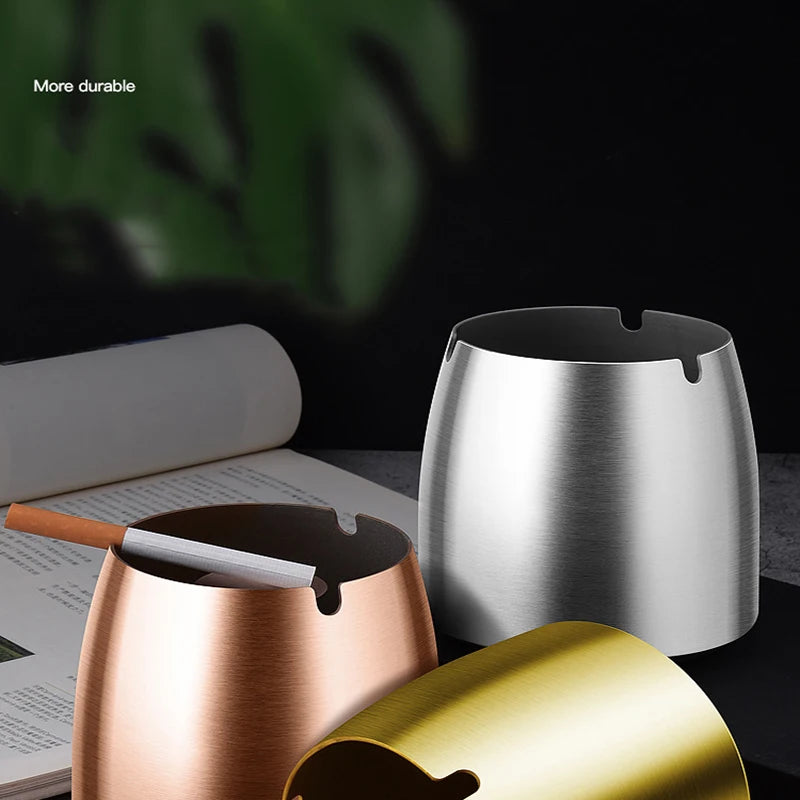 1PC Titanium-plated Stainless Steel Ashtray Car Interior Ash Waste Receptacle with Lid Thicker and Taller Anti-fly Car Ashtray