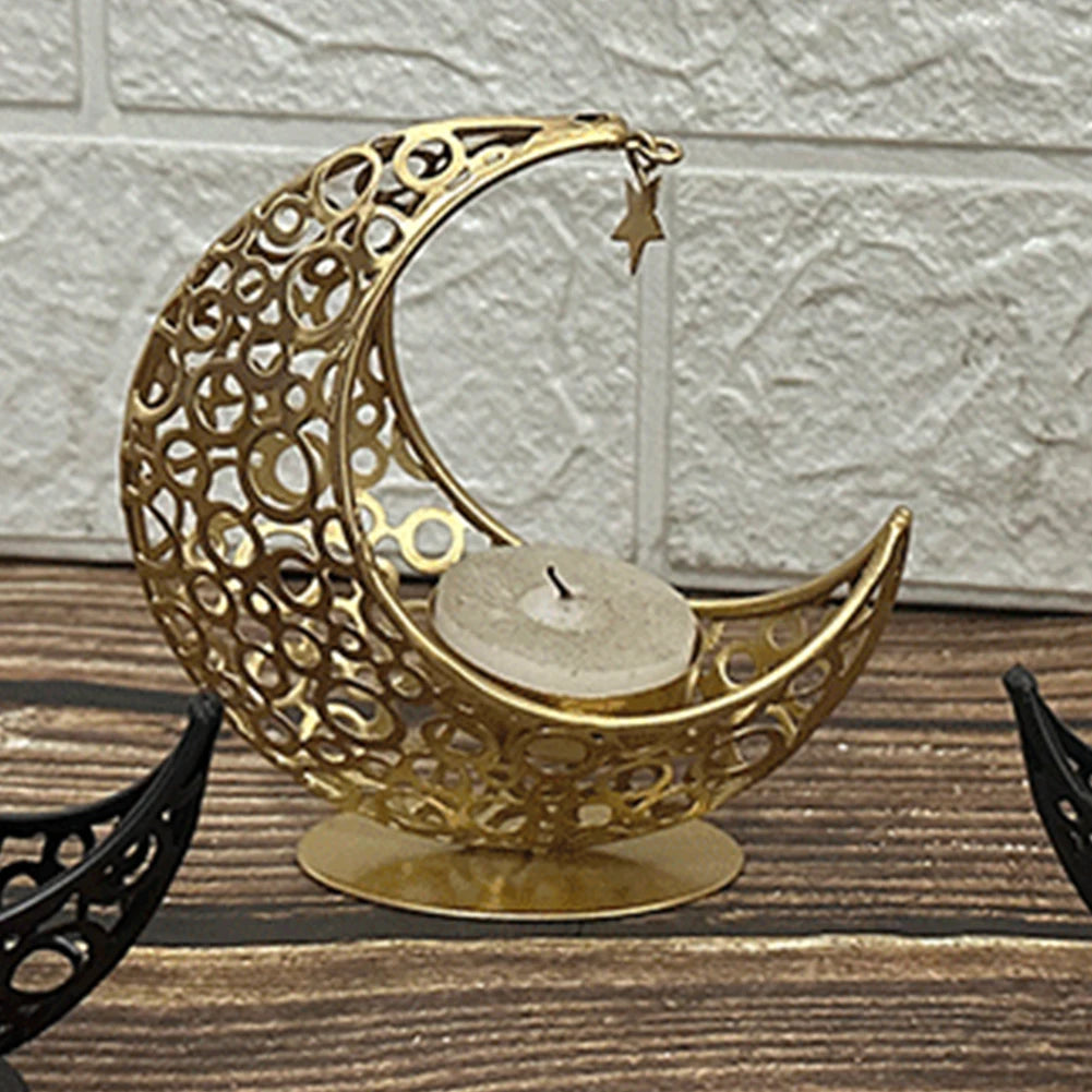 Eid Mubarak Candle Holder Moon Candle Holder Home Islamic Muslim Party Decor Ramadan Candlestick Holder for Eid Al Adha Gifts