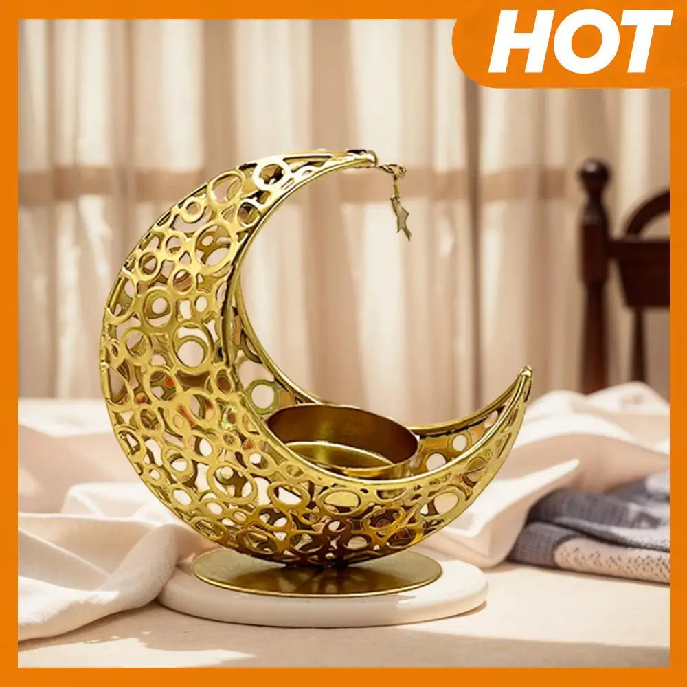 Eid Mubarak Candle Holder Moon Candle Holder Home Islamic Muslim Party Decor Ramadan Candlestick Holder for Eid Al Adha Gifts