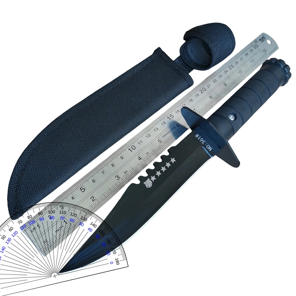 Fixed Blade Knives 420HC Stainless Steel Outdoor Survival Camping Knife with ABS Handle Nylon Sheath