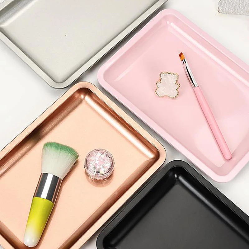 Stainless Steel Cosmetic Storage Tray Jewelry Tray Plate Doctor Surgical Tray Desktop Storage Tool Metal Fack Nail Art Tray