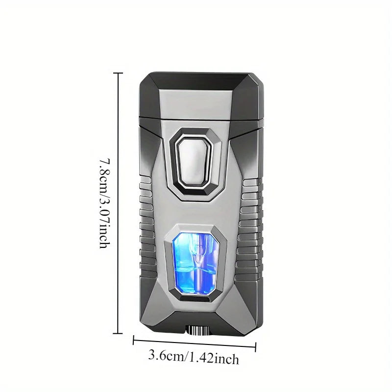 2 IN 1 Cigarette Lighters for Smoking, Mecha's Cool Body Grinder Lighter Gas Butane Torch Lighters, Box Packed as Gift for Men