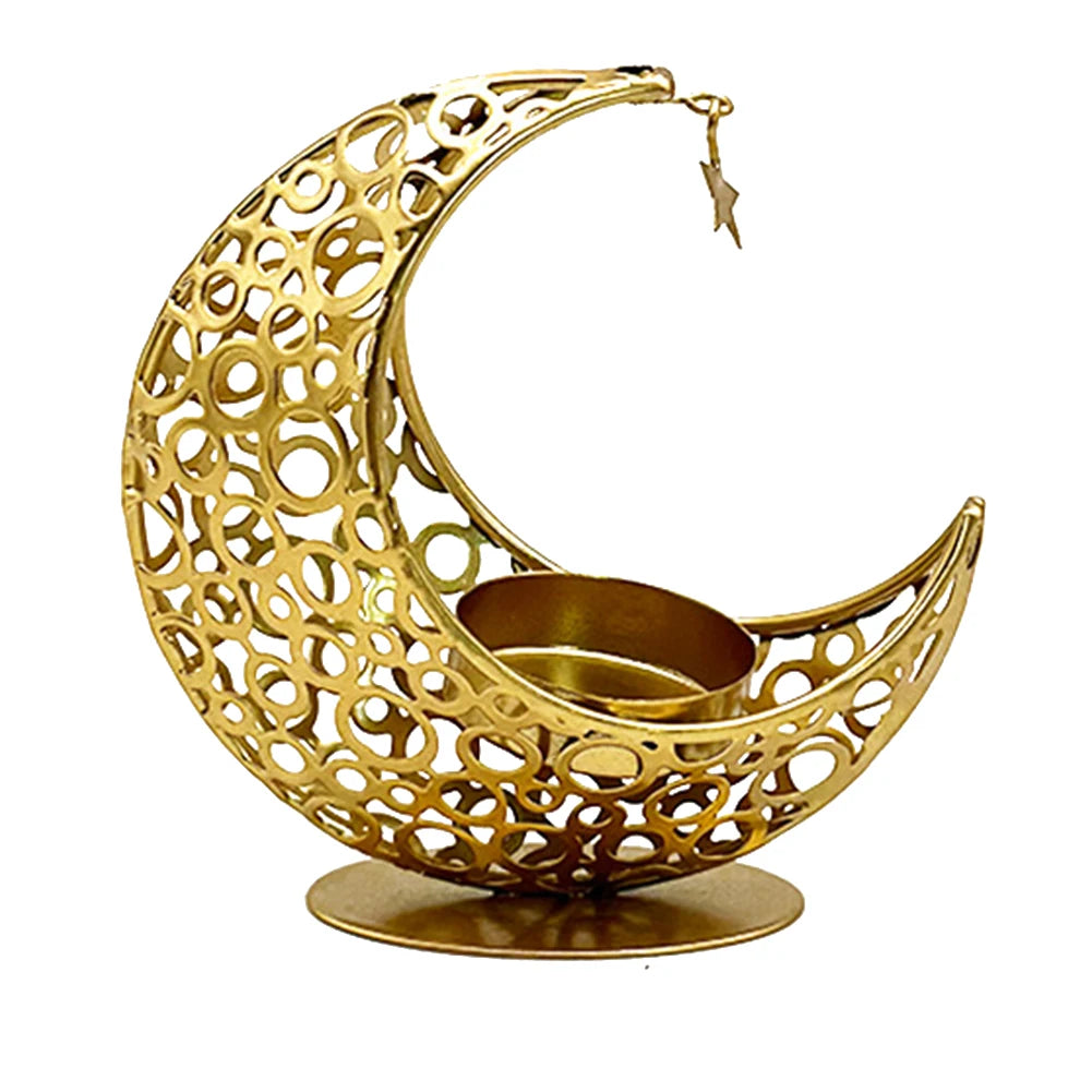 Eid Mubarak Candle Holder Moon Candle Holder Home Islamic Muslim Party Decor Ramadan Candlestick Holder for Eid Al Adha Gifts