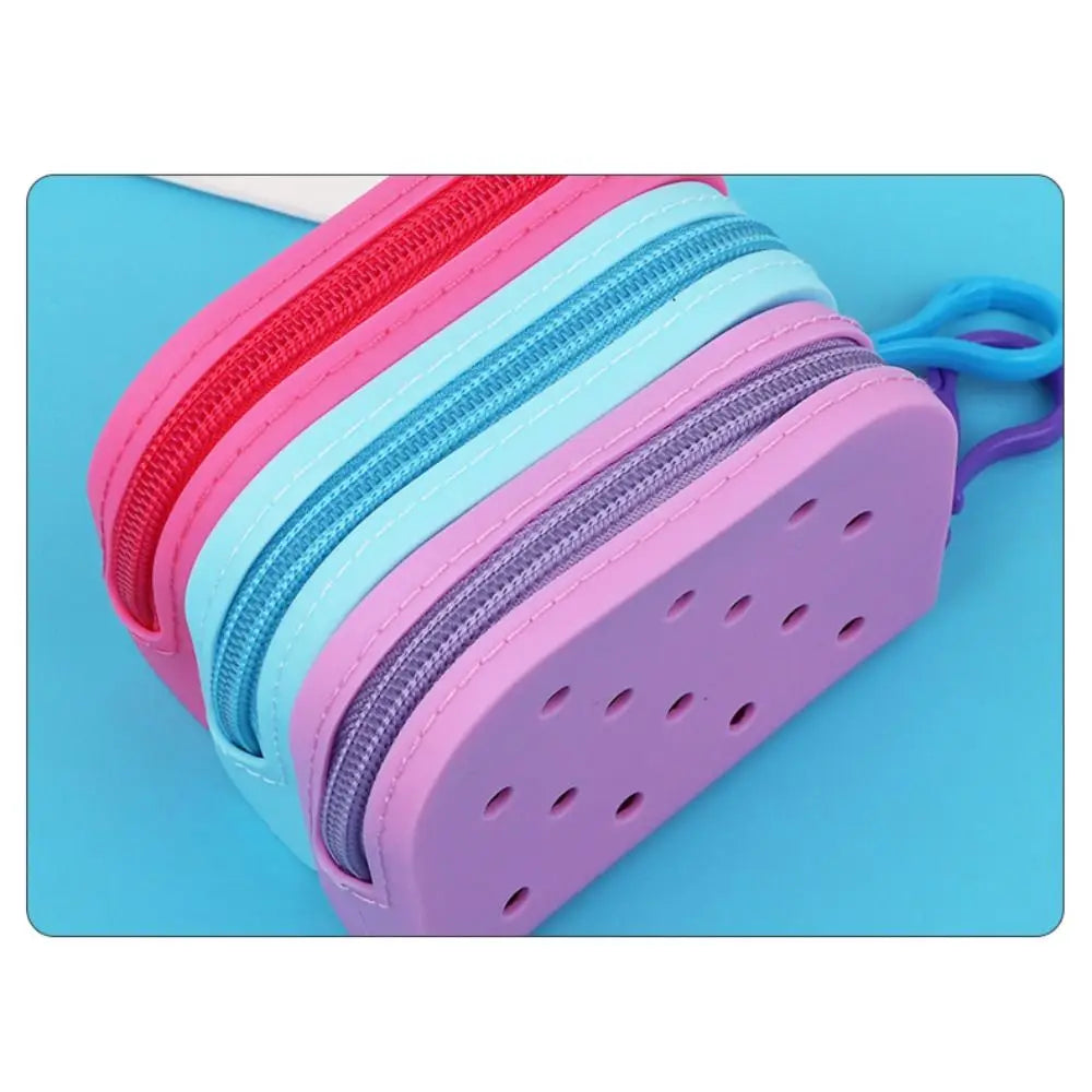 Soft Silicone Mini Holes Wallet Zipper Coin Purses Card Holder Money Bag Women Girls Zipper Change Pouch Storage Bag Organizer