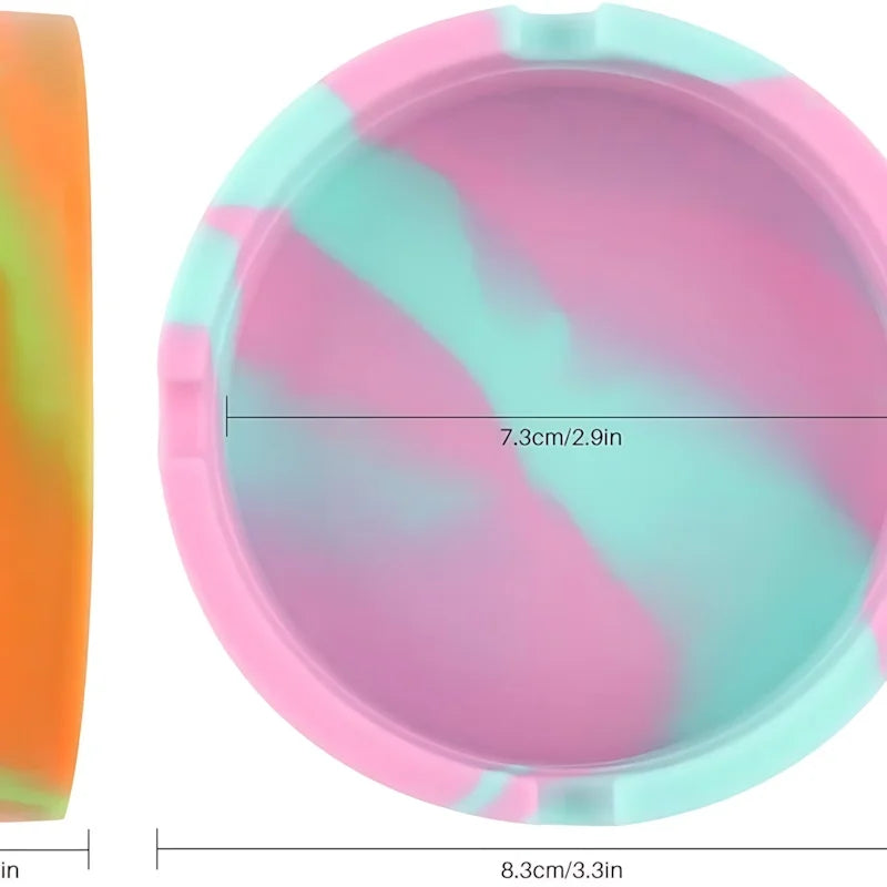 Trendy Pink & Green Swirl Silicone Ashtray - 8.3×2.3cm Heat-Resistant Ashtray with 4 Cigarette Slots, Portable & Stylish Gift