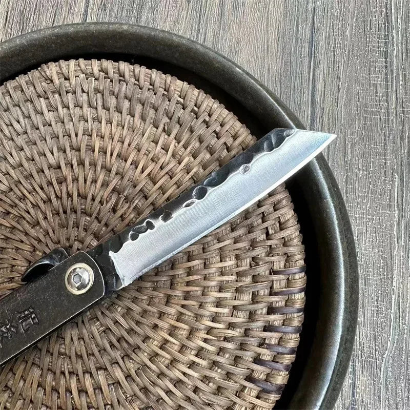 Bronze Handle Folding Knife Damascus Steel Blade A Versatile Cutting Knife for Both Emergency and Daily Use Perfect Gift for Men