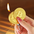 Metal Bitcoin Shaped Side Sliding Ignition Gas Lighter Portable Windproof Lighter for Men's Gifts Cigarette Accessories