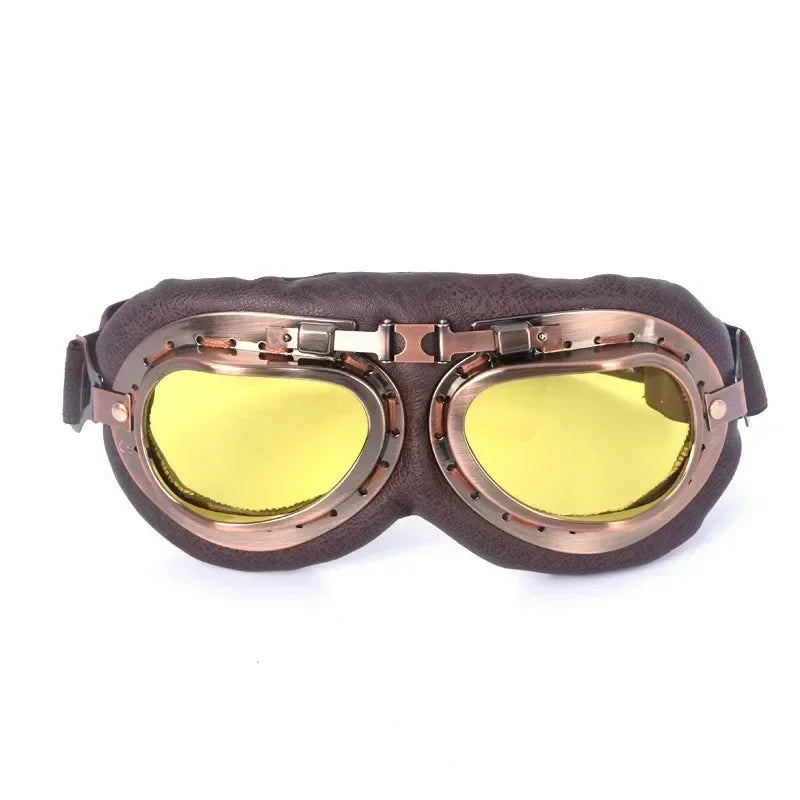 Retro Motorcycle Goggles Glasses Vintage Moto Classic Goggles for Harley Pilot Steampunk ATV Bike Copper Helmet 1Pcs