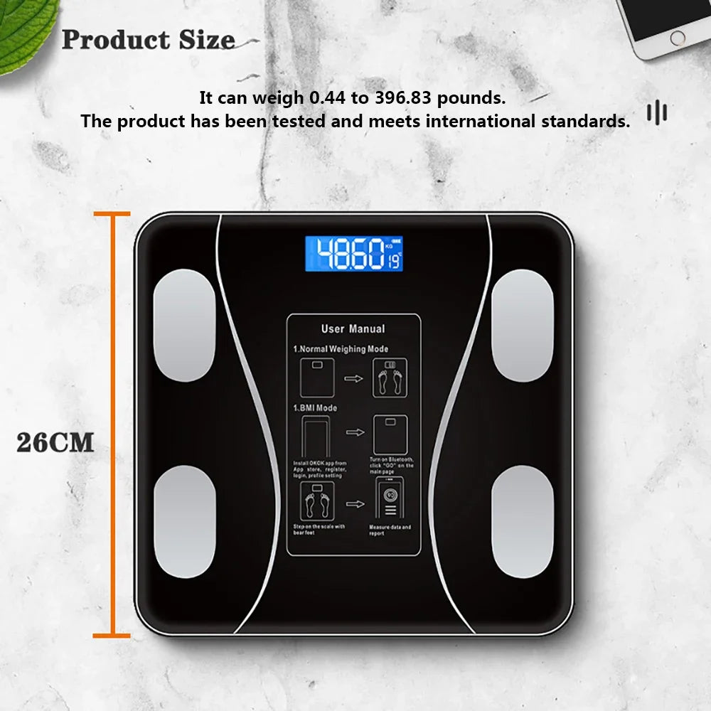 Smart Bluetooth Body Fat Scale, Digital Bathroom Weight Scale with App for Body Composition Analysis & Health Tracking