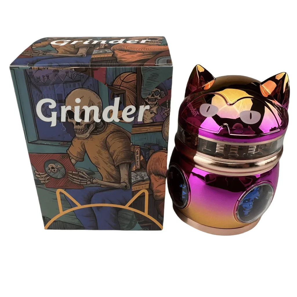 2.8inch Metal Cat Herb Grinder Mill 4-Layers Crusher Manual Mortar Pestle Tobacco Grass Grinder Cigarette Smoking Accessories