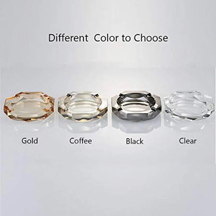 Crystal Glass Ashtray, Octagon Ash tray Cigar Cigarettes Ashtray Holder Office Home Desktop Tabletop Decoration