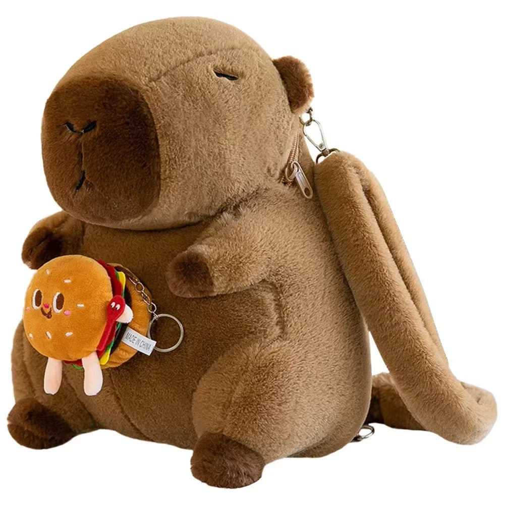 Cute Capybara Plush Backpack – Cartoon Capybara Shoulder Bag for Kids, Soft Fur School Bag Gift