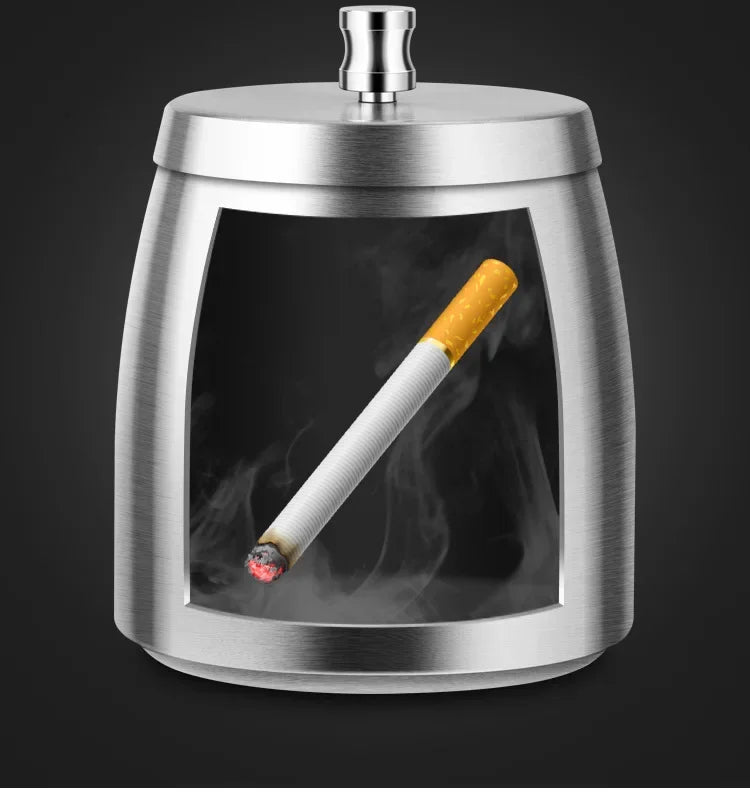1PC Titanium-plated Stainless Steel Ashtray Car Interior Ash Waste Receptacle with Lid Thicker and Taller Anti-fly Car Ashtray