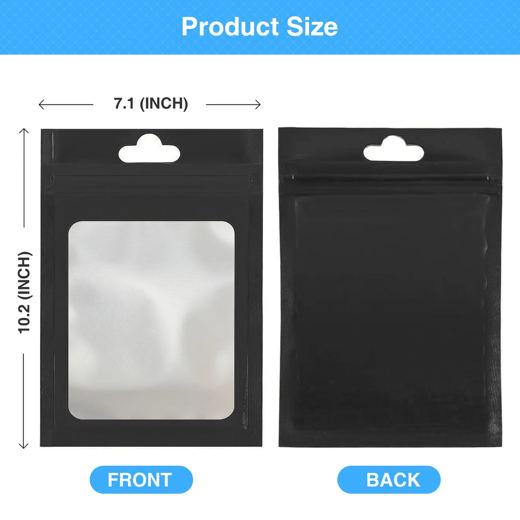 100Pcs Matte Black Mylar Foil Zip Lock Bag for iphone 14 pro case Hang Hole Reusable Tear Notch Food Storage Packaging Pouches