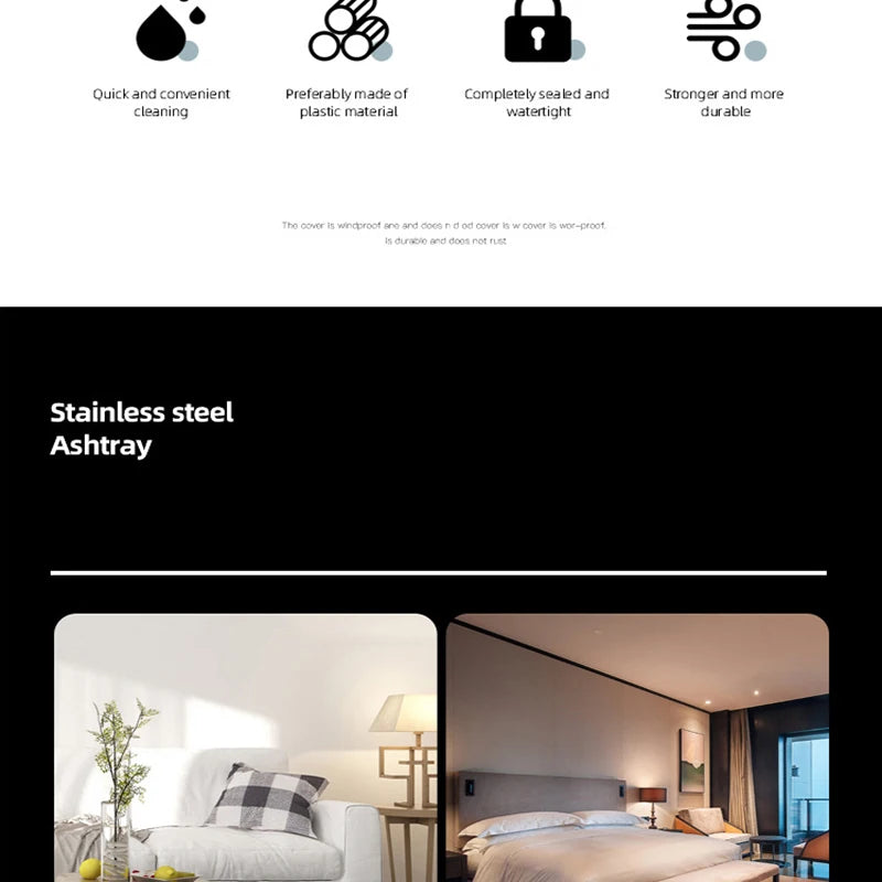 1PC Titanium-plated Stainless Steel Ashtray Car Interior Ash Waste Receptacle with Lid Thicker and Taller Anti-fly Car Ashtray