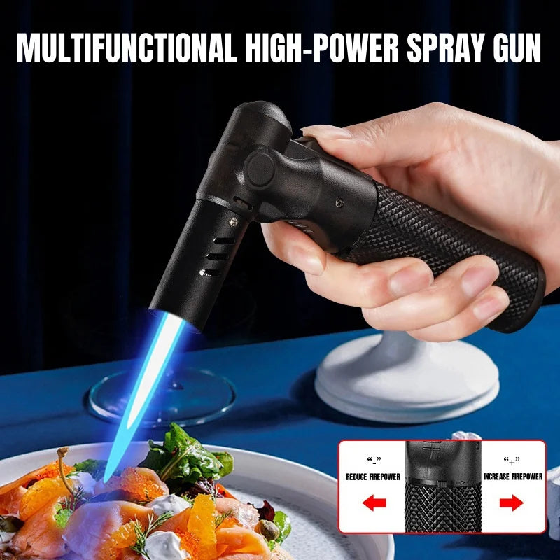 Refillable Butane Torch Lighter 1300°C Jet Flame, Windproof Portable Torch, Adjustable Flame, 360° Use for BBQ, Camping (No Gas)
