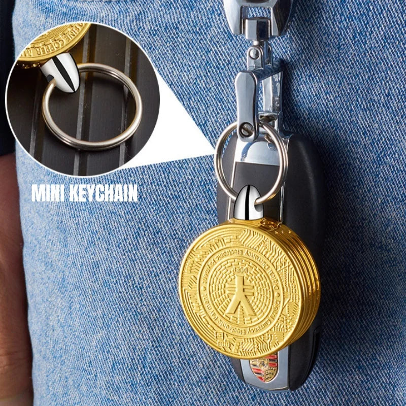 Metal Bitcoin Shaped Side Sliding Ignition Gas Lighter Portable Windproof Lighter for Men's Gifts Cigarette Accessories