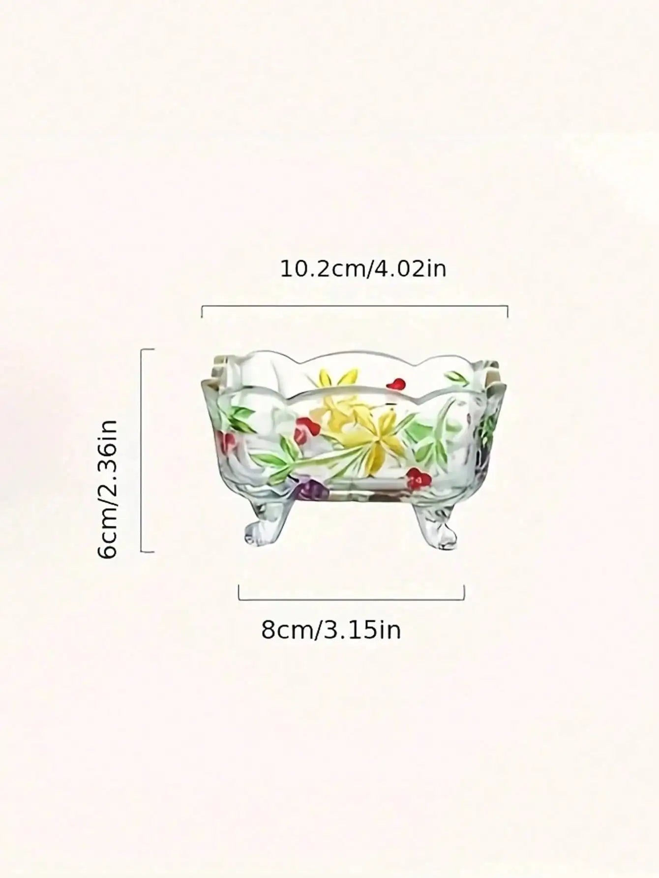 Handmade  Glass Ashtray With Floral Design - Rectangular Desktop Organizer & Ashtray, Multi-Purpose Decorative Centre Piece For Dining Room, Living Room Home Decoration, European Style Ashtray | Artistic Craftsmanship