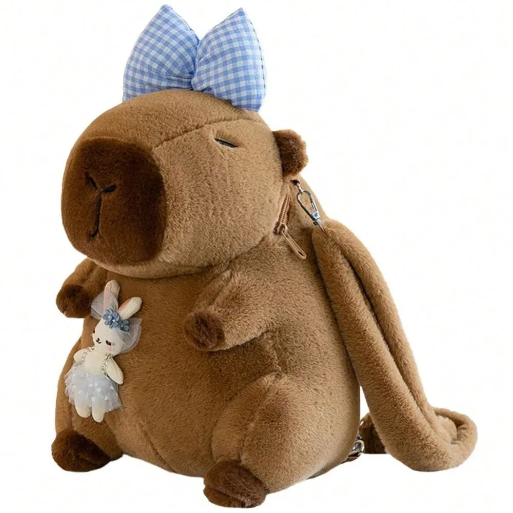 Cute Capybara Plush Backpack – Cartoon Capybara Shoulder Bag for Kids, Soft Fur School Bag Gift