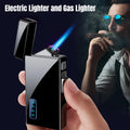 Double Purpose Electric Lighter Butane Gas Torch Lighter Windproof Dual Arc Lighters Smoke Cigarette Gadgets for Men Gifts Box