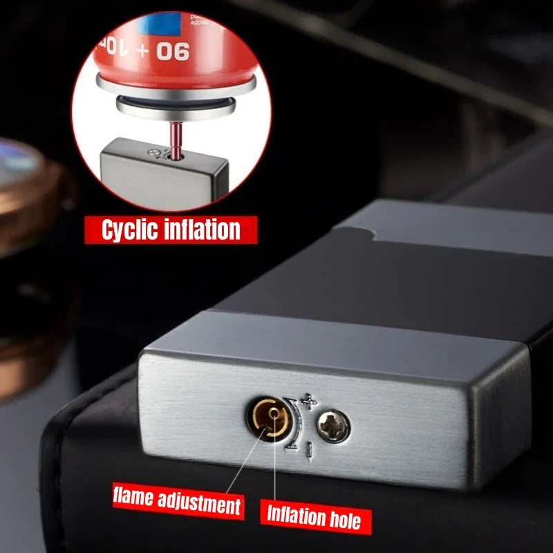 Metal Open Lid Steel Sound Jet Gas Lighter Windproof Portable Turbine Torch Lighter for Men's Gift Cigarette Accessories