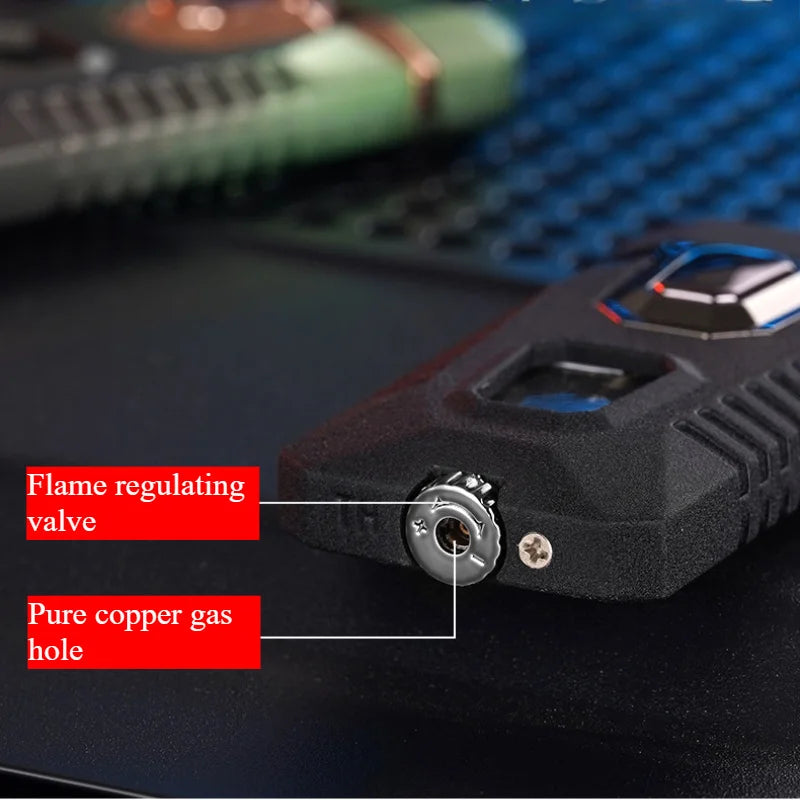 2 IN 1 Cigarette Lighters for Smoking, Mecha's Cool Body Grinder Lighter Gas Butane Torch Lighters, Box Packed as Gift for Men
