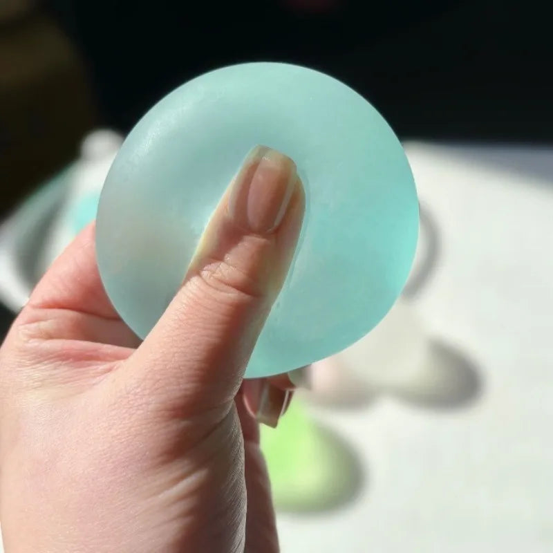 Soft Pink Mochi Squishy Toy, Blue Maltose Sensory Squeeze Ball, Coconut Oil Slow-Rebound Decompression Fidget Toy Xmas Gift