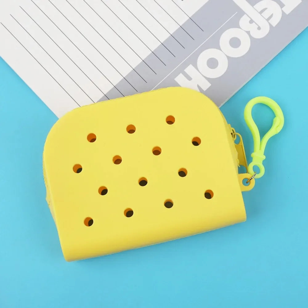 Soft Silicone Mini Holes Wallet Zipper Coin Purses Card Holder Money Bag Women Girls Zipper Change Pouch Storage Bag Organizer