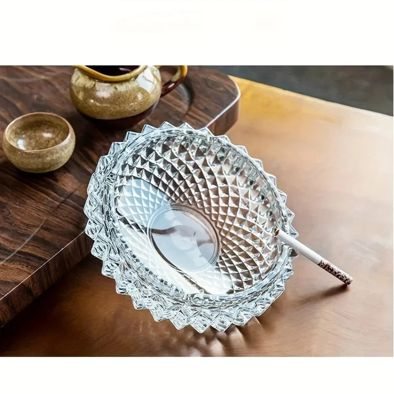 Elegant Crystal Glass Ashtray - Thick Round Design, Durable & Stylish for Home, Office, or Hotel Use | Perfect for Indoor Decor