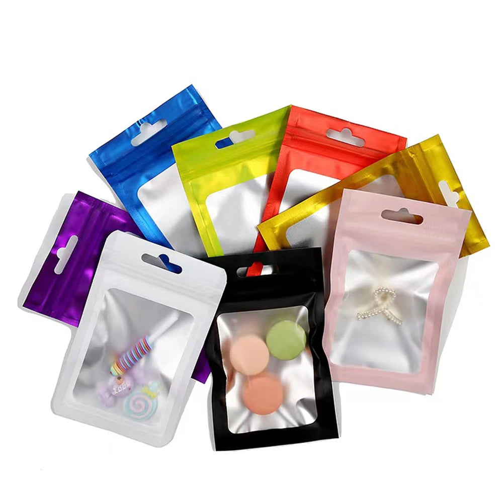 100Pcs Matte Black Mylar Foil Zip Lock Bag for iphone 14 pro case Hang Hole Reusable Tear Notch Food Storage Packaging Pouches