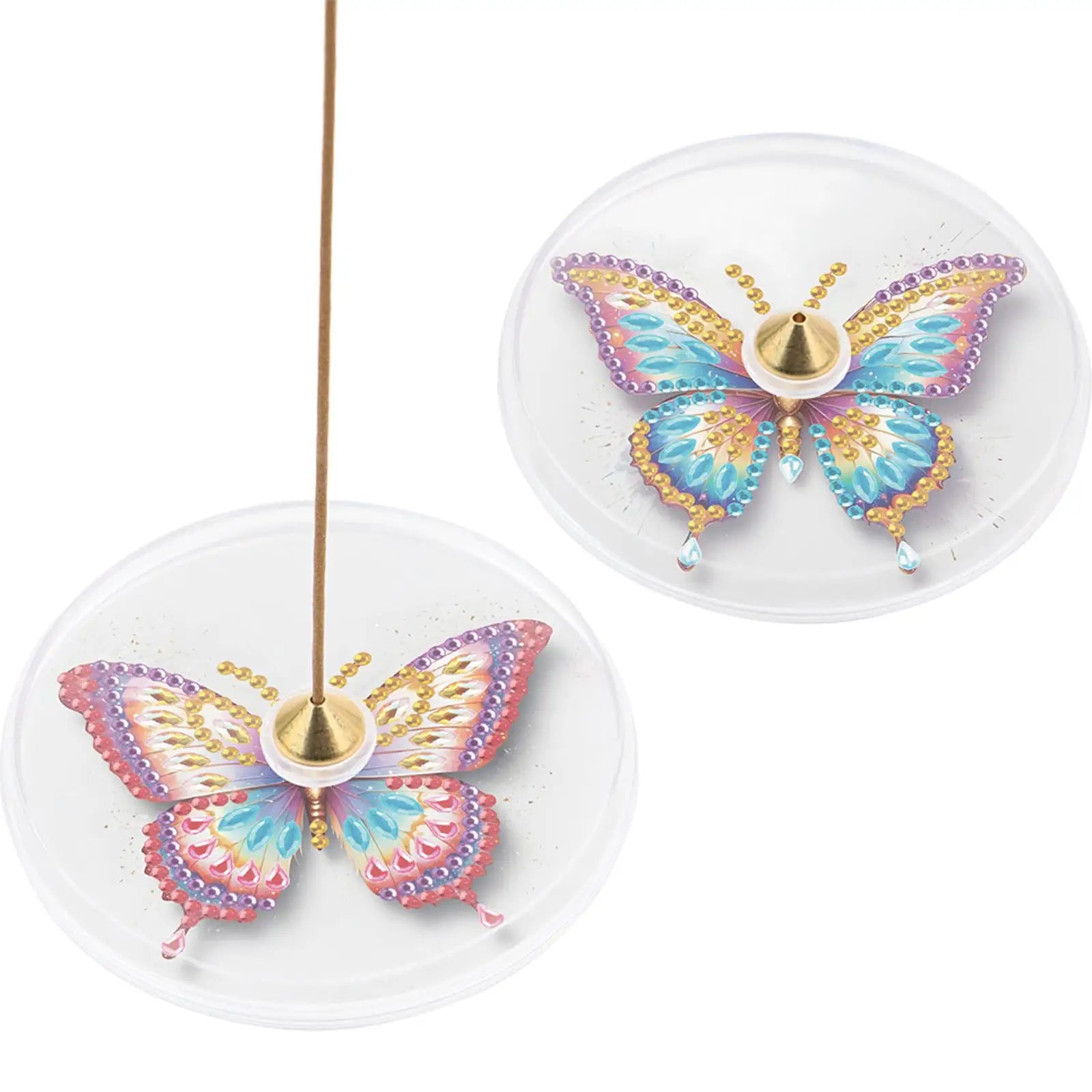 2Pcs Acrylic Special Shaped Colorful Pattern 5D DIY Diamond Art Incense Holder Diamond Painting Aroma Stand for Yoga Meditation