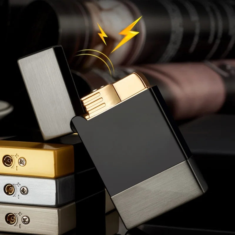 Metal Open Lid Steel Sound Jet Gas Lighter Windproof Portable Turbine Torch Lighter for Men's Gift Cigarette Accessories