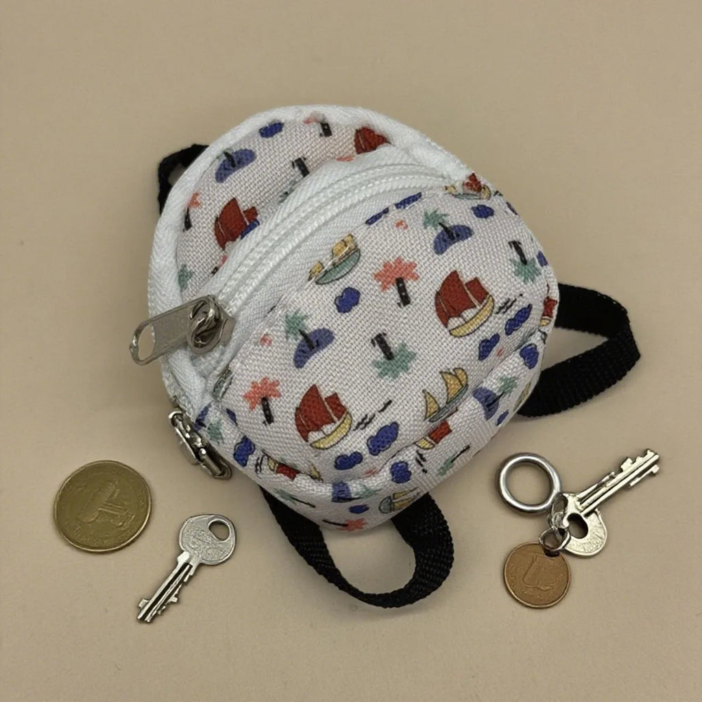 Double-shoulder zipper small coin wallet, key bag mini backpack pendant, toy decoration small bag，1 PC
